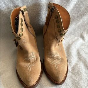 Dingo Tan Ankle Boots with Brass Studs
